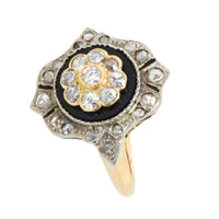 Antieke ring met onyx en diamant