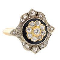 Antieke ring met onyx en diamant