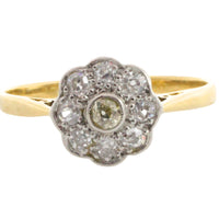 Edwardiaanse cluster ring met oud geslepen diamant