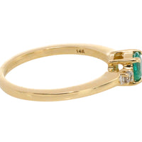 Emerald and diamond ring in 14 carat gold-engagement rings-The Antique Ring Shop