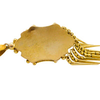 Victorian tassel pendant with enamel and pearl