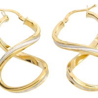 Spiral earrings in yellow and white gold