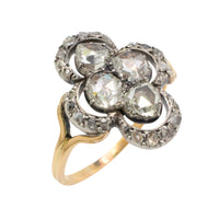 Rose diamond ring in silver and gold