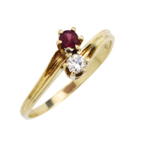 Ruby and diamond Toi et Moi ring
