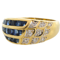 Carre sapphire and diamond ring in 18 carat gold