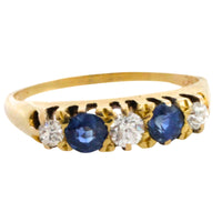 Edwardiaanse saffier en diamanten ring