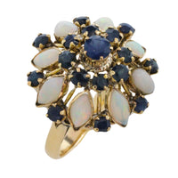 Vintage sapphire and opal ring in 14 carat gold
