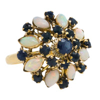 Vintage sapphire and opal ring in 14 carat gold