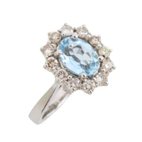 Aquamarine and diamond ring in white gold