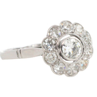 Old cut diamond cluster ring iin white gold-engagement rings-The Antique Ring Shop