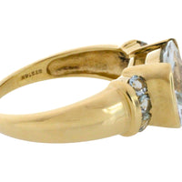 Vintage aquamarine ring in 14 carat gold-Vintage Rings-The Antique Ring Shop