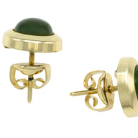 Nephrite jade studs in 14 carat gold