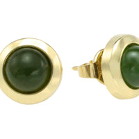 Nephrite jade studs in 14 carat gold