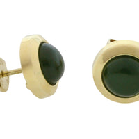 Nephrite jade studs in 14 carat gold