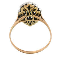 Sapphire and rose diamond ring in silver and gold