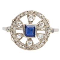 Platinum Art Deco sapphire and diamond ring