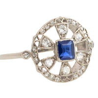 Platinum Art Deco sapphire and diamond ring