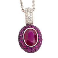 Ruby and diamond pendant in white gold
