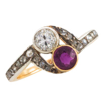 Ruby and diamond Toi et Moi ring