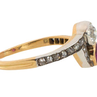 Ruby and diamond Toi et Moi ring