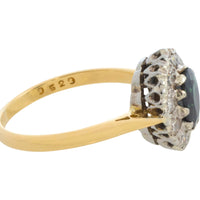 Vintage sapphire and diamond clsuter ring in 18 carat gold