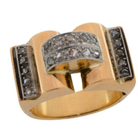 Art Deco rose diamond tank ring in 18 carat gold-Vintage rings-The Antique Ring Shop