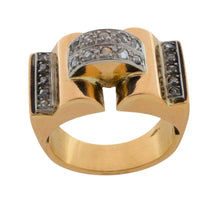 Art Deco rose diamond tank ring in 18 carat gold-Vintage rings-The Antique Ring Shop