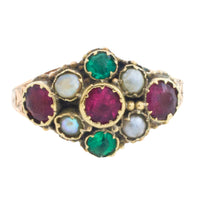 Victorian mourning paste and pearl ring-Antique rings-The Antique Ring Shop