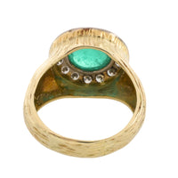 Emerald and diamond ring in 14 carat gold-Rings-The Antique Ring Shop