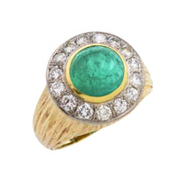 Emerald and diamond ring in 14 carat gold-Rings-The Antique Ring Shop