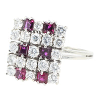 Vintage ruby and diamond ring in white gold