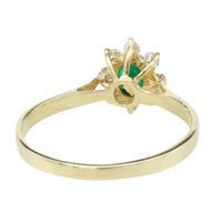 Emerald and diamond cluster ring