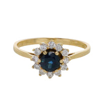 Sapphire and diamond cluster ring