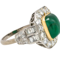 Vintage cabochon emerald and diamond ring in 18 carat gold