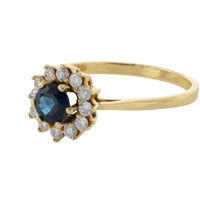 Sapphire and diamond cluster ring