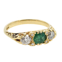 Vintage emerald and diamond ring-Vintage Rings-The Antique Ring Shop