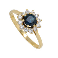 Sapphire and diamond cluster ring