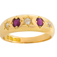 Ruby and old cut diamond gypsy ring from 1905-Antique rings-The Antique Ring Shop
