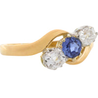 Victorian sapphire and old cut diamond swirl ring