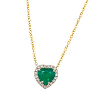 Emerald and diamond heart pendant in 18 carat gold