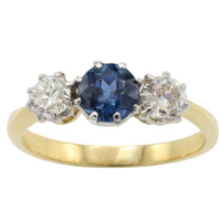 Vintage 18 carat gold sapphire and diamond ring-engagement rings-The Antique Ring Shop