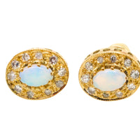 Vintage opal and diaomond studs