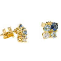 Aquamarine diamond and sapphire studs