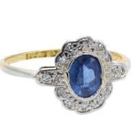Sapphire and diamond ring in platinum and gold