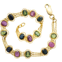 Sapphire ruby and tourmaline braclet