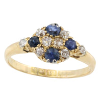 Edwardian sapphire and old cut diamond ring from 1909-Antique rings-The Antique Ring Shop