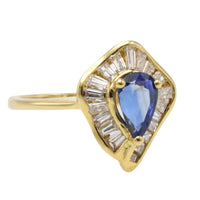 Baguette cut sapphire and diamond ring-Vintage Rings-The Antique Ring Shop