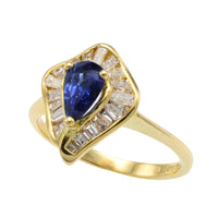 Baguette cut sapphire and diamond ring-Vintage Rings-The Antique Ring Shop