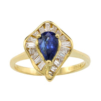 Baguette cut sapphire and diamond ring-Vintage Rings-The Antique Ring Shop