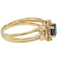 Sapphire and diamond ring in 14 carat gold-Vintage Rings-The Antique Ring Shop